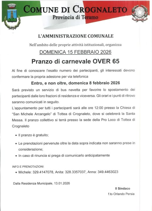 Carnevale over 65
